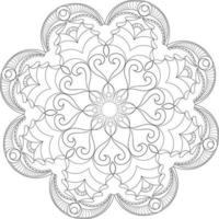 Vector drawing for coloring book. Geometric floral pattern. Contour drawing on a white background. Mandala.