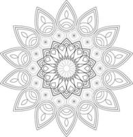 Vector drawing for coloring book. Geometric floral pattern. Contour drawing on a white background. Mandala.
