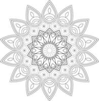 Vector drawing for coloring book. Geometric floral pattern. Contour drawing on a white background. Mandala.