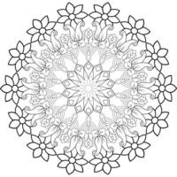 Vector drawing for coloring book. Geometric floral pattern. Contour drawing on a white background. Mandala.