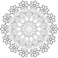 Vector drawing for coloring book. Geometric floral pattern. Contour drawing on a white background. Mandala.