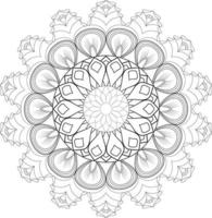 Vector drawing for coloring book. Geometric floral pattern. Contour drawing on a white background. Mandala.