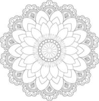 Vector drawing for coloring book. Geometric floral pattern. Contour drawing on a white background. Mandala.