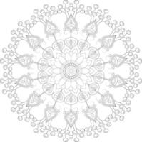 Vector drawing for coloring book. Geometric floral pattern. Contour drawing on a white background. Mandala.