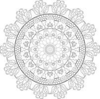 Vector drawing for coloring book. Geometric floral pattern. Contour drawing on a white background. Mandala.