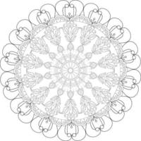 Vector drawing for coloring book. Geometric floral pattern. Contour drawing on a white background. Mandala.
