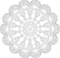 Vector drawing for coloring book. Geometric floral pattern. Contour drawing on a white background. Mandala.