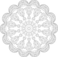 Vector drawing for coloring book. Geometric floral pattern. Contour drawing on a white background. Mandala.