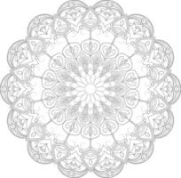 Vector drawing for coloring book. Geometric floral pattern. Contour drawing on a white background. Mandala.