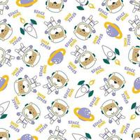 Vector illustration of cute cartoon astronauts little animal in space, Can be used for t-shirt print, Creative vector childish background for fabric textile, nursery wallpaper and other decoration.