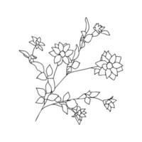 Flower line art. Minimalist contour drawing. Line art vector