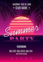 Summer Party poster design. Music party flyer artwork template vector