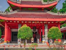 Chinese temple with guardian statue when chinese new year celebration. The photo is suitable to use for chinese new year, lunar new year background and content media.