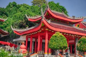 Chinese temple with guardian statue when chinese new year celebration. The photo is suitable to use for chinese new year, lunar new year background and content media.