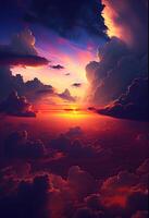 twilight sky and cloud background image. Dramatic sunset and sunrise sky. amazing panoramic sunrise or sunset sky with gentle colorful clouds. . photo