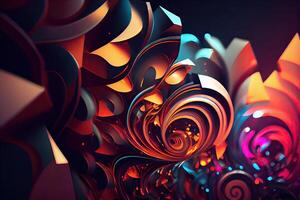Stylish multi-color crystal background. 3d illustration, 3d rendering. Seamless texture of abstract bright shiny colorful geometric shapes. photo