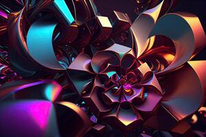 Stylish multi-color crystal background. 3d illustration, 3d rendering. Seamless texture of abstract bright shiny colorful geometric shapes. photo