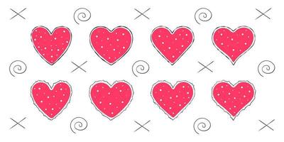 Doodle hearts images. Hand-drawn hearts with texture. Vector scalable graphics