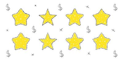 Doodle stars images. Hand-drawn stars with texture. Vector scalable graphics