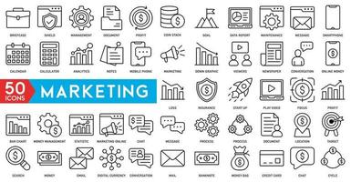 Marketing icon set - Search Engine Optimization. Thin line web icon collection. Simple vector illustration