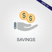save money icon, salary money, invest finance, hand holding dollar, line symbols on white background vector