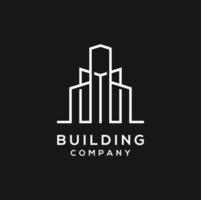 edificio diseño logos con líneas. construcción, Departamento y arquitecto. vector