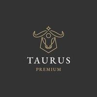 Taurus line logo icon design template flat vector