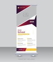 Back to school admission roll up banner design or standee x banner layout template vector