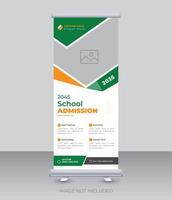 School education admission roll up banner design or college, university, and coaching center template vector