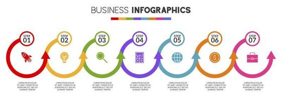 Infographics design template and icons with 7 options or 7 steps vector