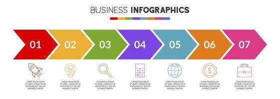 Infographics design template and icons with 7 options or 7 steps vector