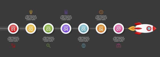 infografia diseño modelo y íconos con 7 7 opciones o 7 7 pasos vector