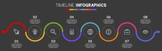 infografia diseño modelo y íconos con 8 opciones o 8 pasos vector