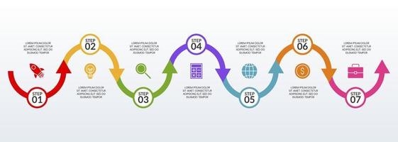 infografia diseño modelo y íconos con 7 7 opciones o 7 7 pasos vector