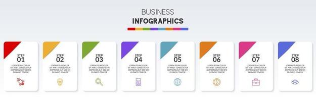 infografia diseño modelo y íconos con 8 opciones o 8 pasos vector