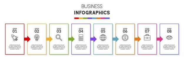 Infographics design template and icons with 8 options or 8 steps vector