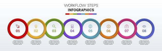 infografia diseño modelo y íconos con 8 opciones o 8 pasos vector