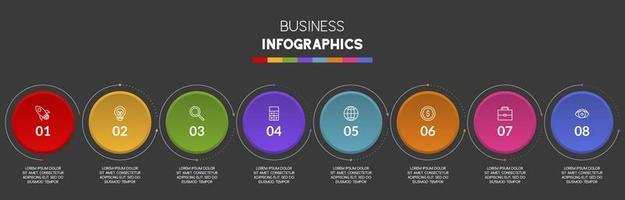 infografia diseño modelo y íconos con 8 opciones o 8 pasos vector