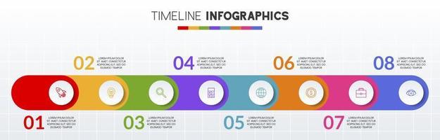 infografia diseño modelo y íconos con 8 opciones o 8 pasos vector