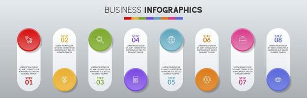 Infographics design template and icons with 8 options or 8 steps vector