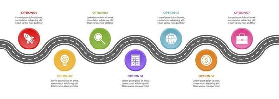 infografia diseño modelo y íconos con 7 7 opciones o 7 7 pasos vector