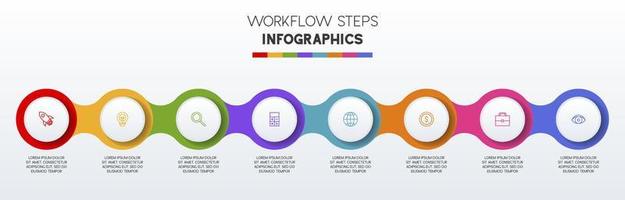 infografia diseño modelo y íconos con 8 opciones o 8 pasos vector