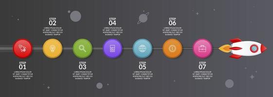 Infographics design template and icons with 7 options or 7 steps vector