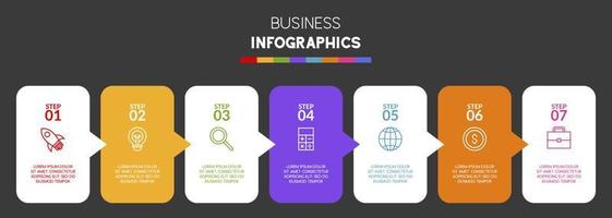 Infographics design template and icons with 7 options or 7 steps vector