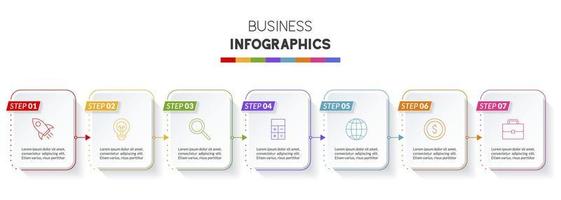 Infographics design template and icons with 7 options or 7 steps vector