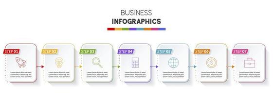 Infographics design template and icons with 7 options or 7 steps vector