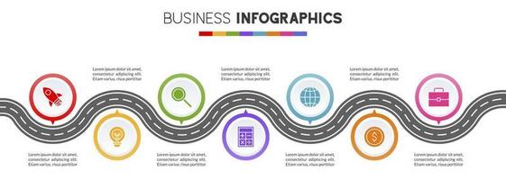 Infographics design template and icons with 7 options or 7 steps vector