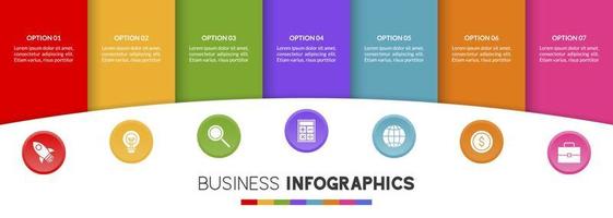 Infographics design template and icons with 7 options or 7 steps vector