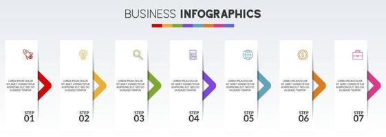 Infographics design template and icons with 7 options or 7 steps vector