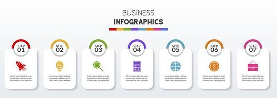 infografia diseño modelo y íconos con 7 7 opciones o 7 7 pasos vector